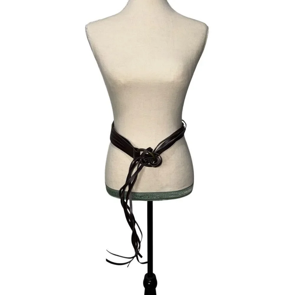 Vintage Solid Brown Fringe Boho Belt One Size